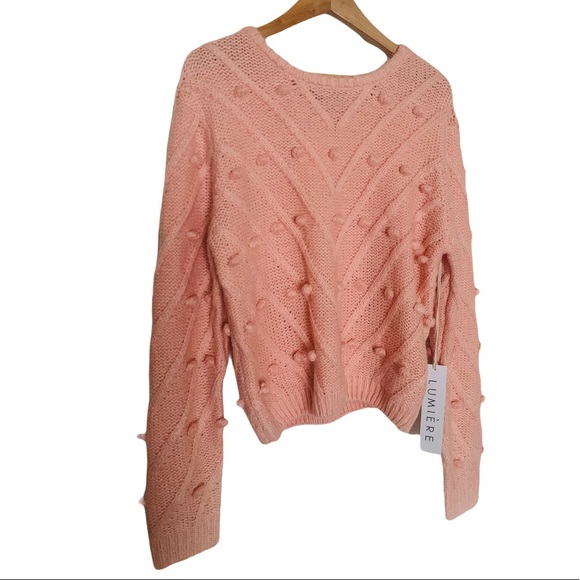 Lumiere Blush Pink Pom Pom Sweater - Picture 2 of 4